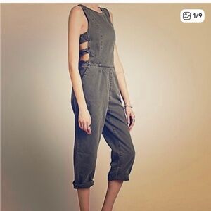 Free People dark army green/charcoal mix Jumpsuit with Side Cutouts.